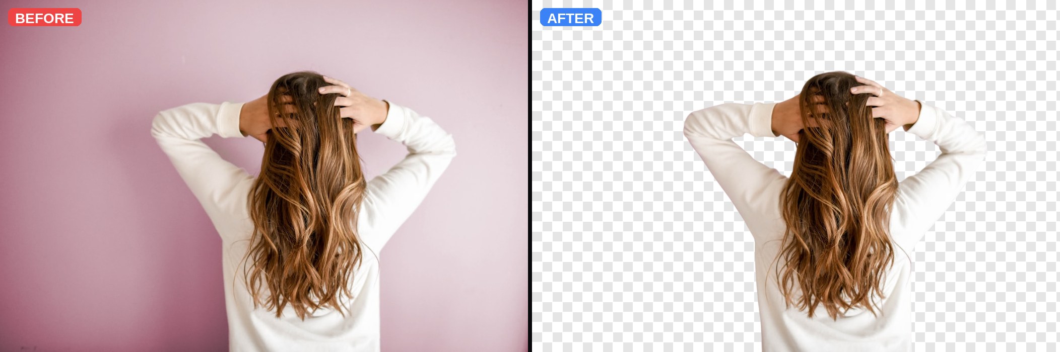 Portrait — before and after background removal
